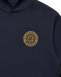 Relaxed-fit FM Hoodie Ink Blue, guld logga — bild 3