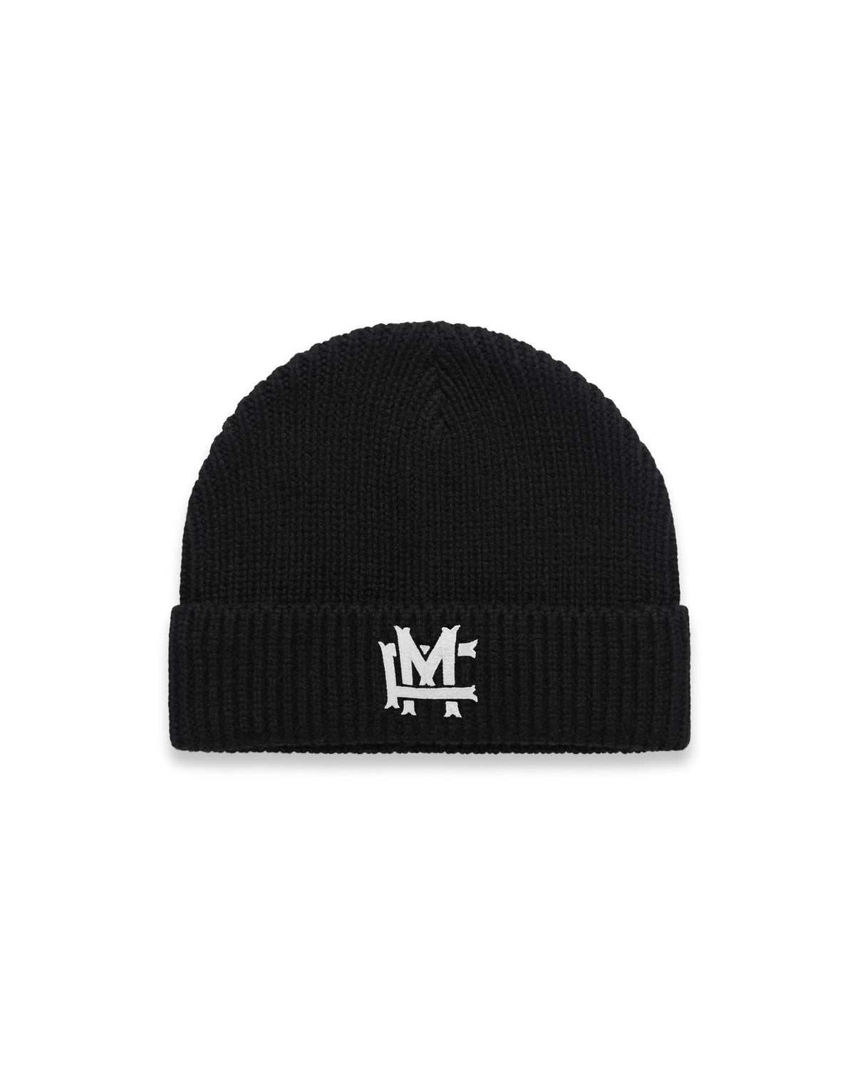 Ribbstickad FM Monogram Mössa - Black - Framsida