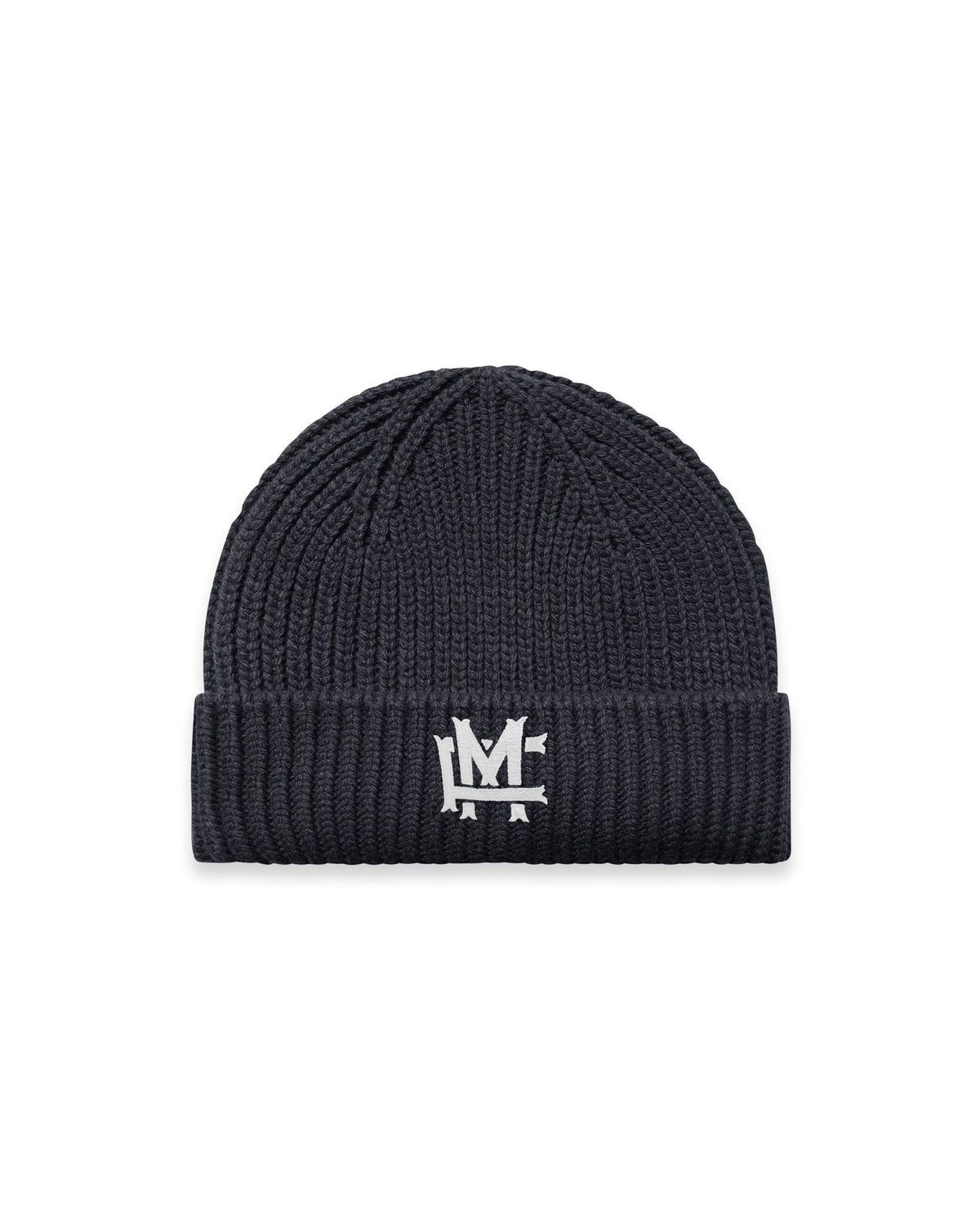 Ribbstickad FM Monogram Mössa - Ink Blue - Framsida