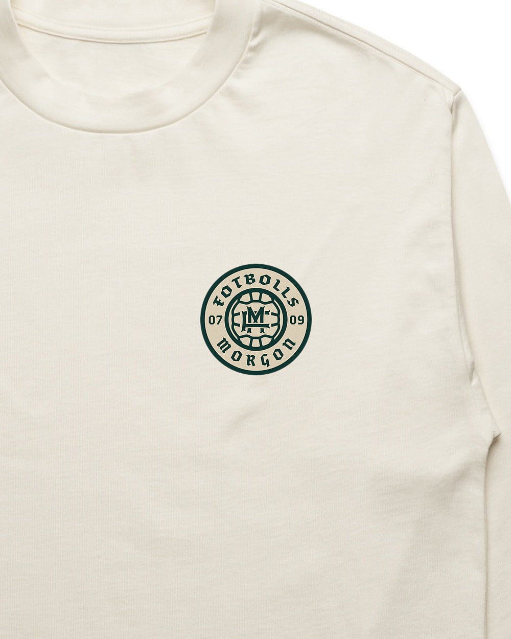 Oversized FM Långärmad T-shirt - Ecru - Tryckdetalj