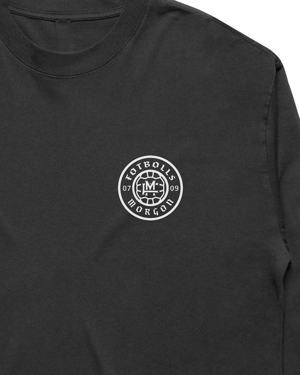 Oversized FM Vit Långärmad T-shirt Faded - Faded Black - Tryckdetalj