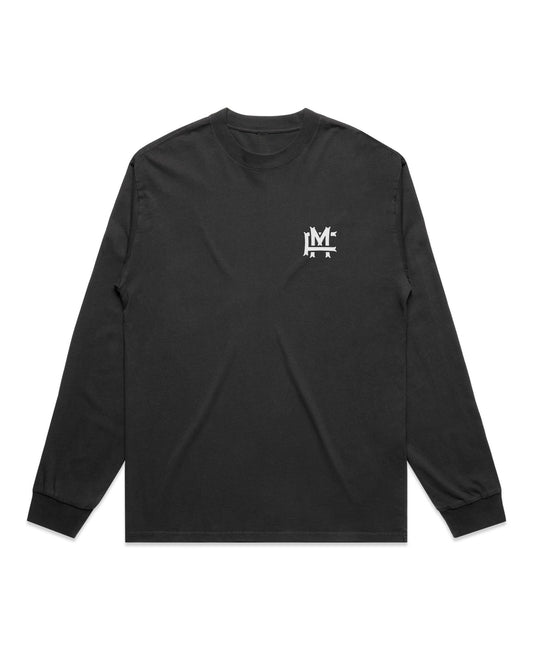Oversized FM Monogram Vit Långärmad T-shirt Faded - Faded Black - Framsida