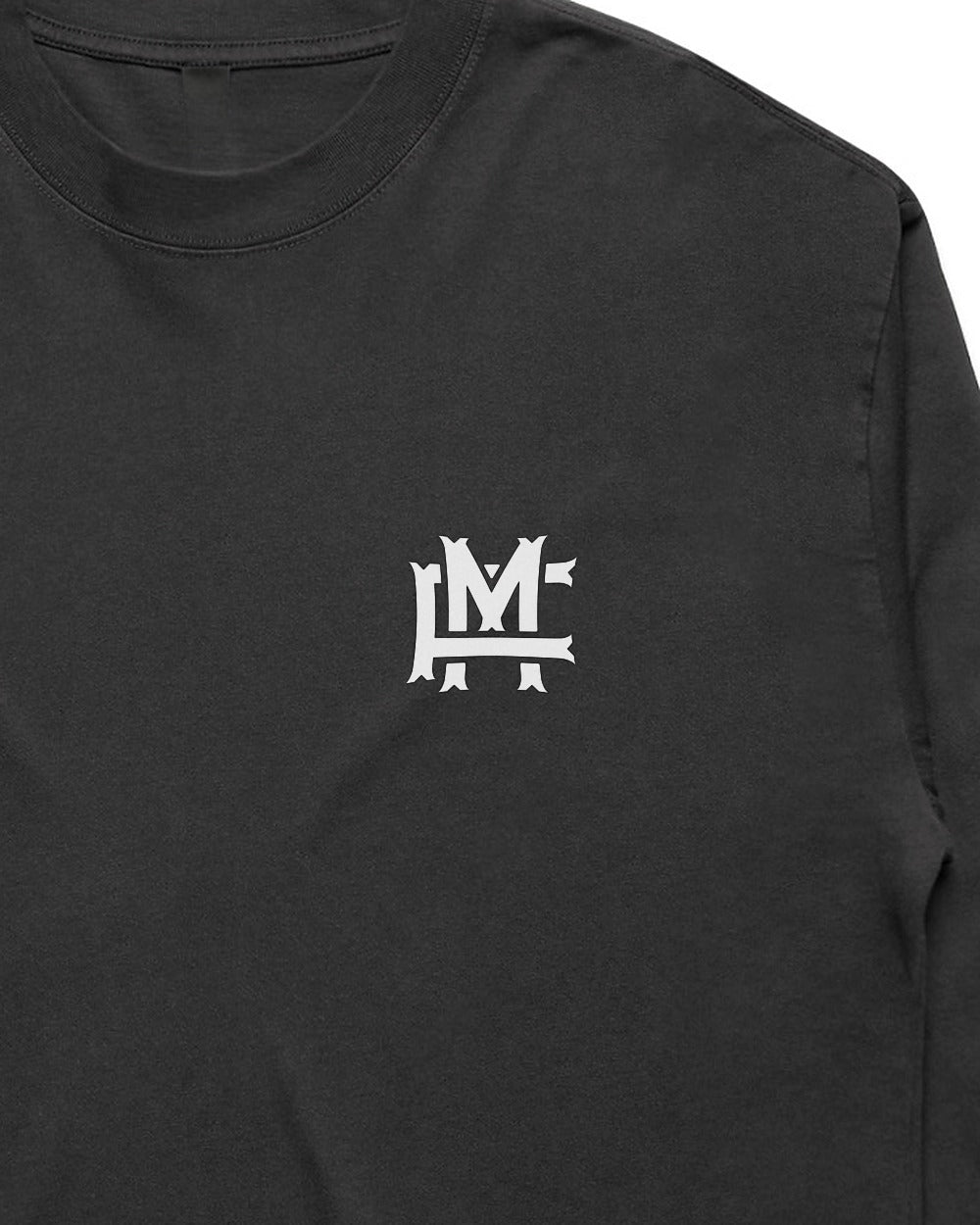 Oversized FM Monogram Vit Långärmad T-shirt Faded - Faded Black - Tryckdetalj