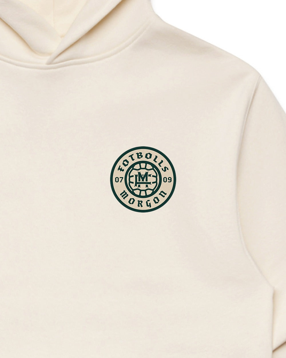 Relaxed-fit FM Hoodie - Ecru - Tryckdetalj