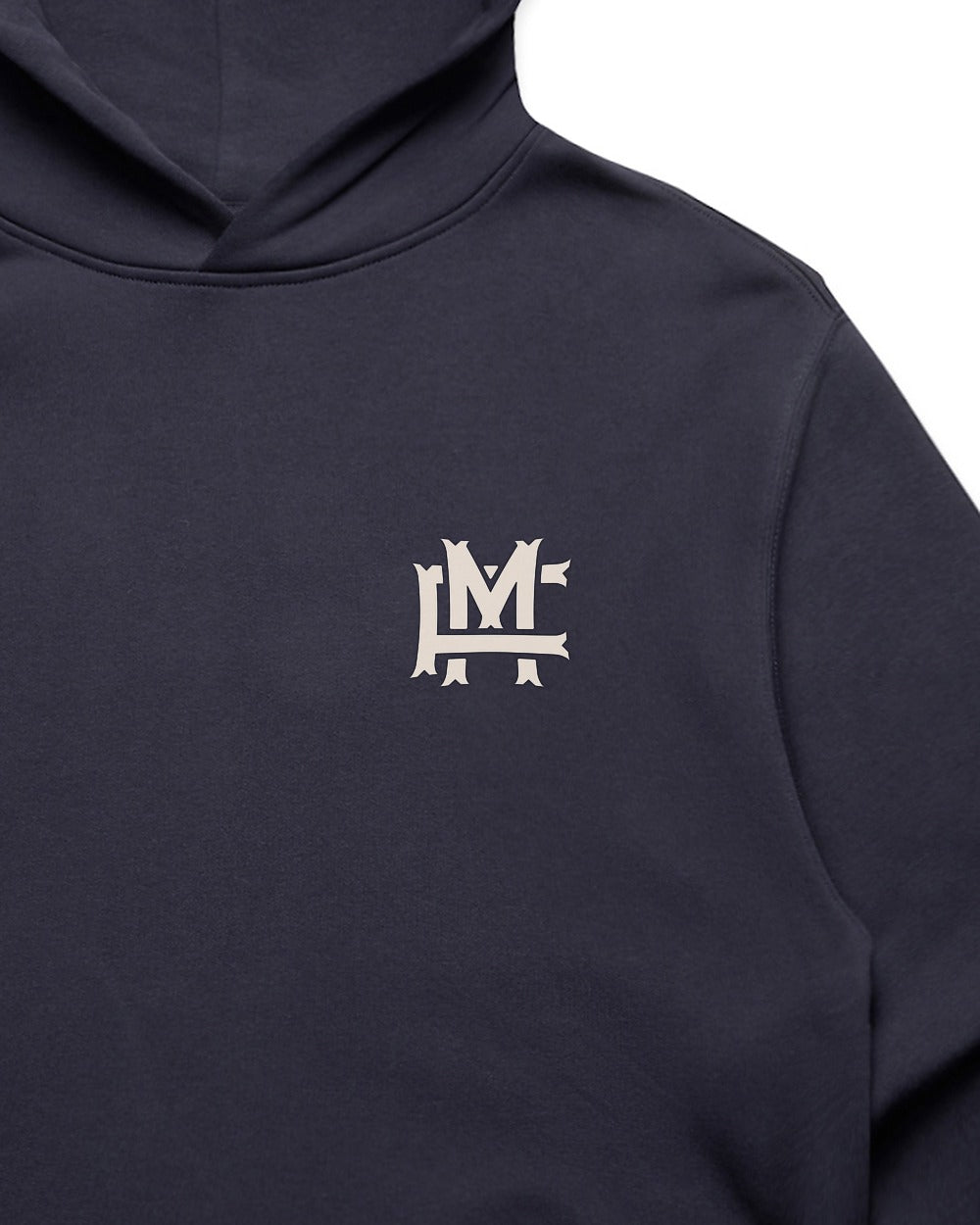 Relaxed-fit FM Monogram Hoodie - Ink Blue - Tryckdetalj